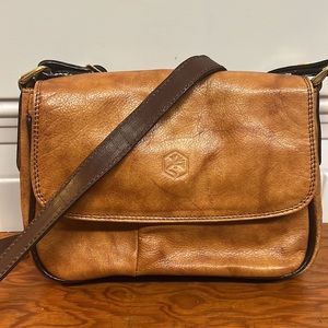 Valentina Carmel Leather Crossbody, EUC